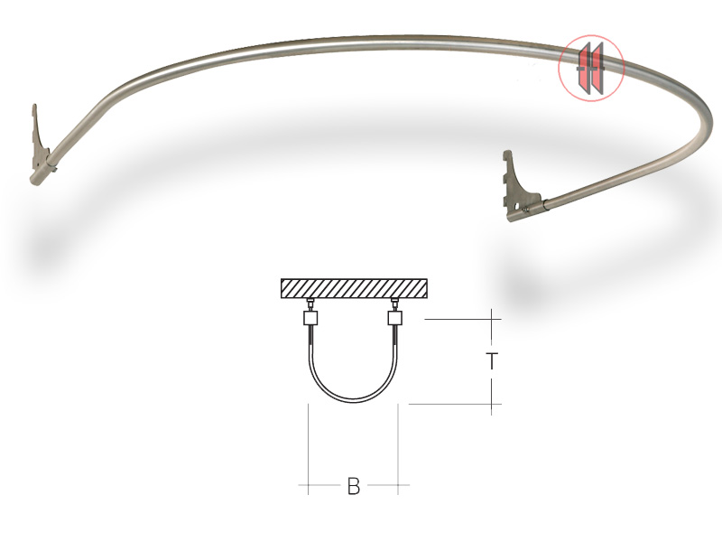 Vorhangstange für Umkleidekabine halbrund