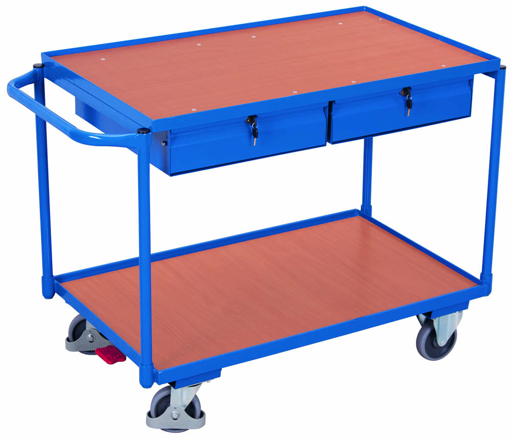 VARIOfit Tischwagen mit 2 Ladeflächen und 2 Schubladen