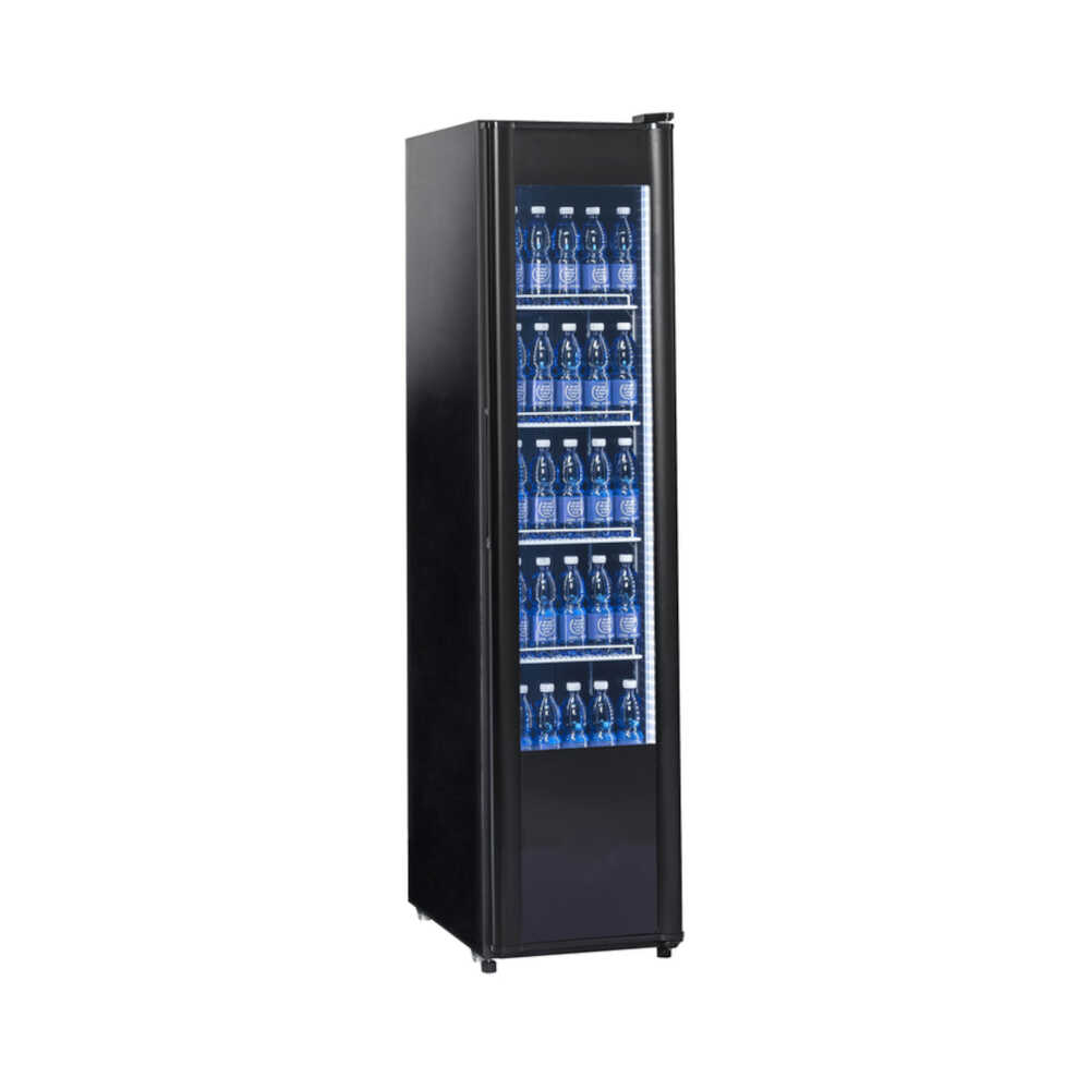 Glastürkühlschrank KBS 326 G Slim schwarz, Umluftkühlung, 188 Liter