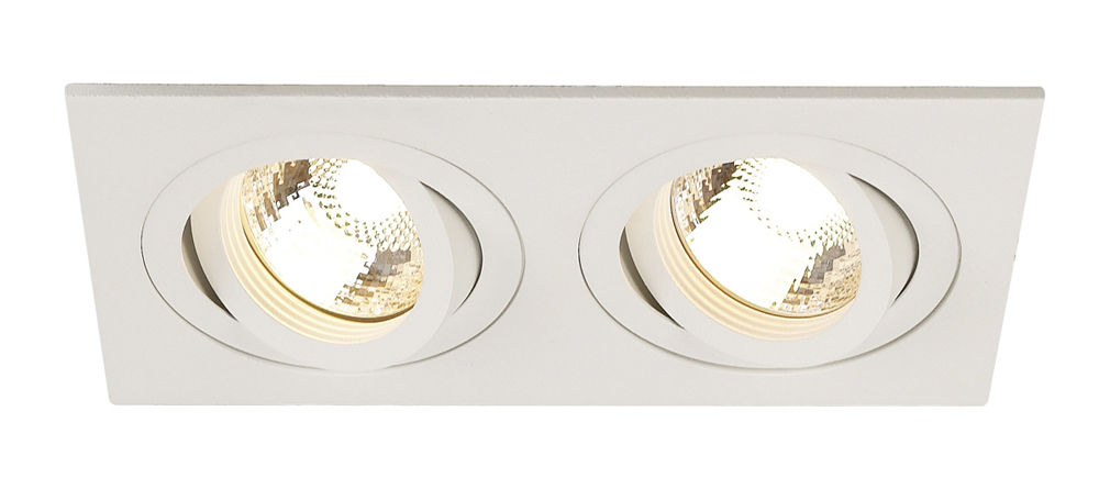 NEW TRIA II GU10 Downlight, rechteckig, mattweiss, max. 2x50W, inkl. Clipfedern