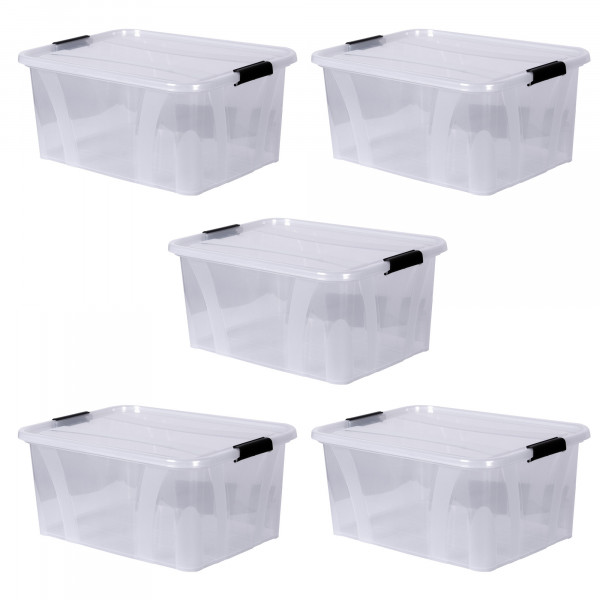 Master Box transparent mit Deckel 32 Liter 5er Set