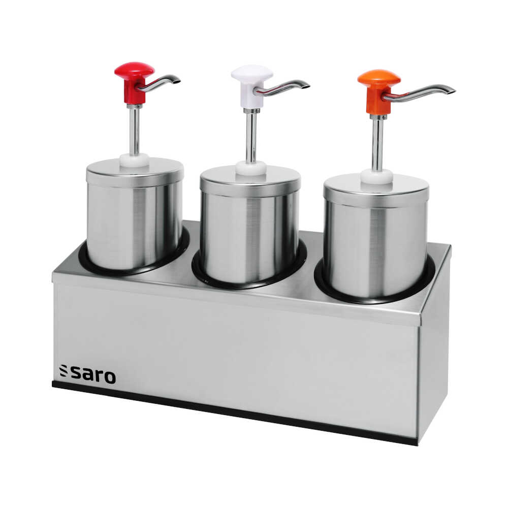 Saro Saucenspender PD-006, 3x 2,25 Liter, Edelstahl-Chrom-Kunststoff