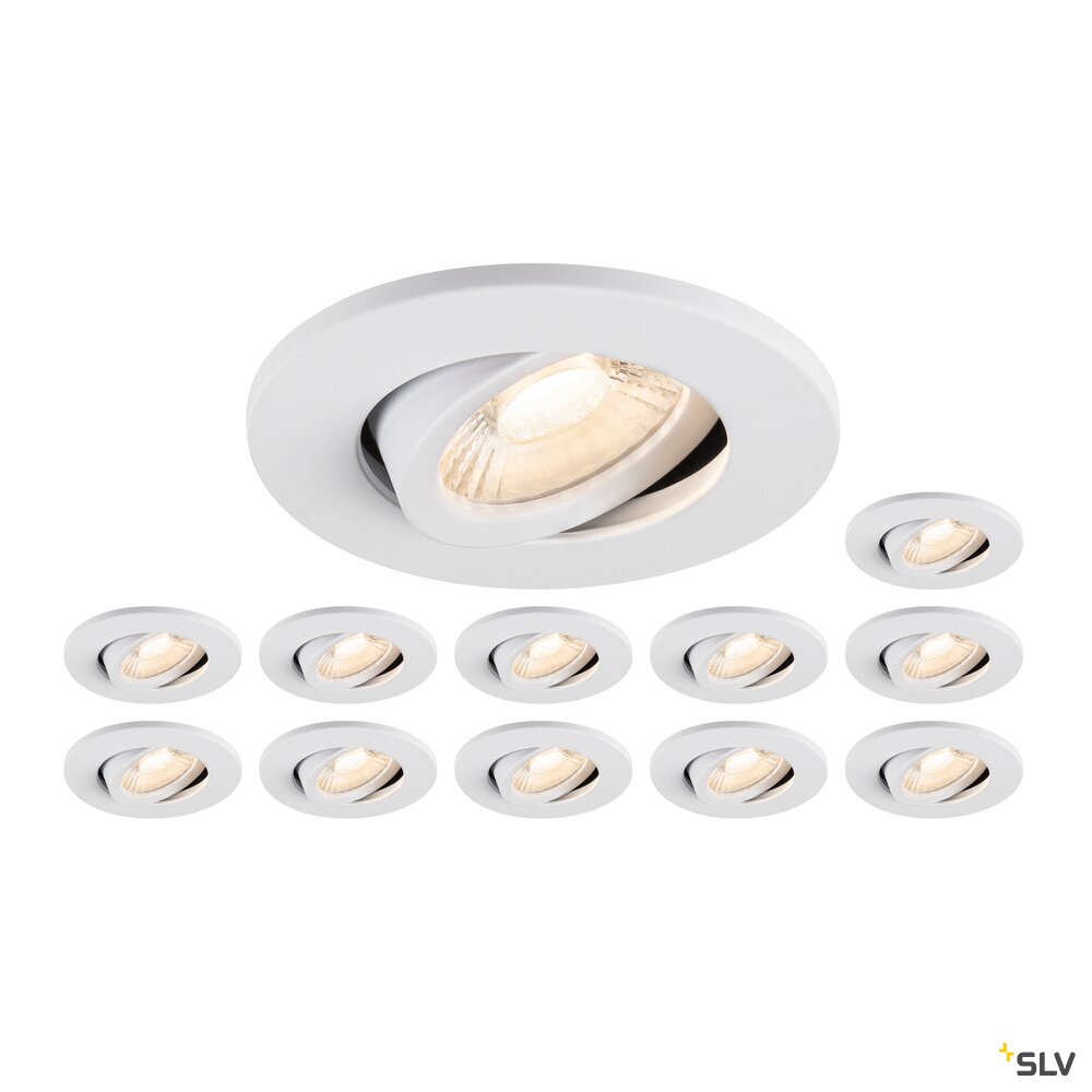 Set bestehend aus 12x 1007090 UNIVERSAL DOWNLIGHT MOVE PHASE, IP20, 38° + Abdeckung UNIVERSAL DOWNLIGHT IP20, in weiß oder schwarz