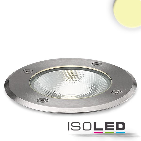 LED Bodeneinbaustrahler, rund Edelstahl, IP67, 7W COB, 90°, warmweiß