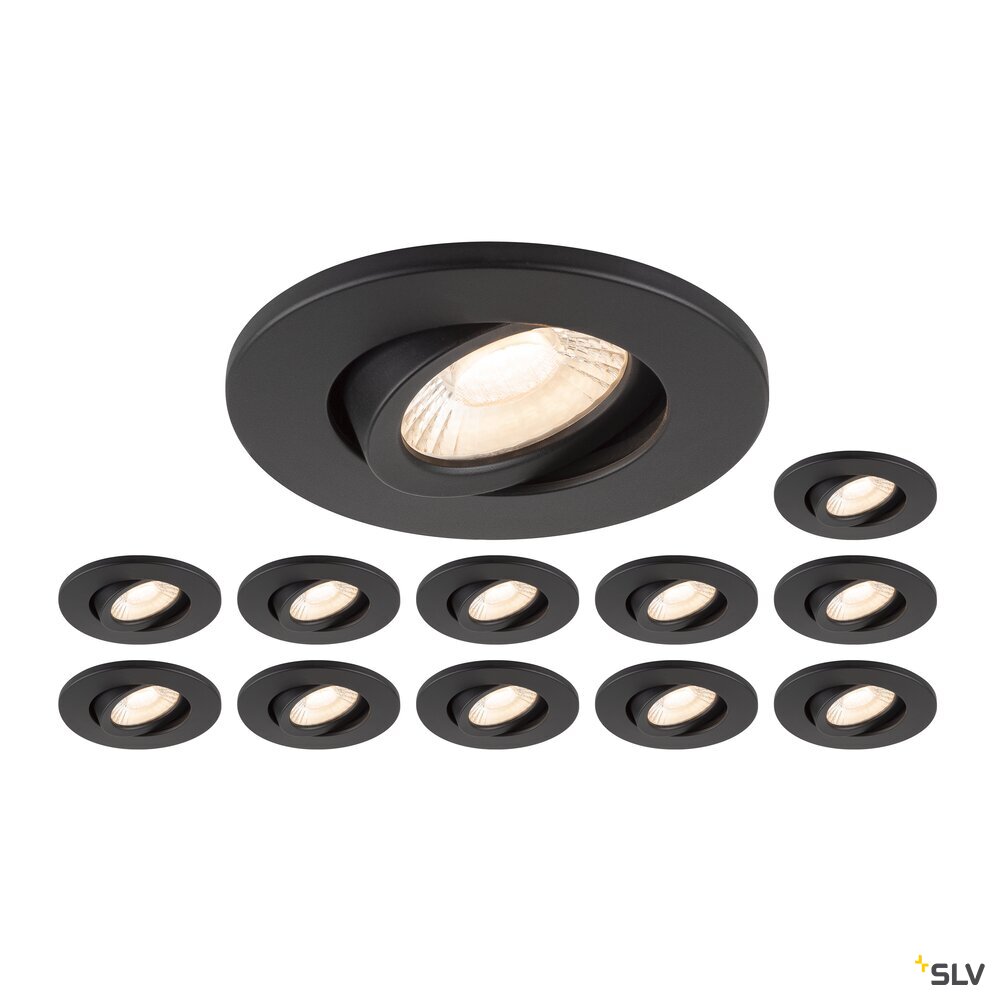 Set bestehend aus 12x 1007090 UNIVERSAL DOWNLIGHT MOVE PHASE, IP20, 38° + Abdeckung UNIVERSAL DOWNLIGHT IP20, in weiß oder schwarz