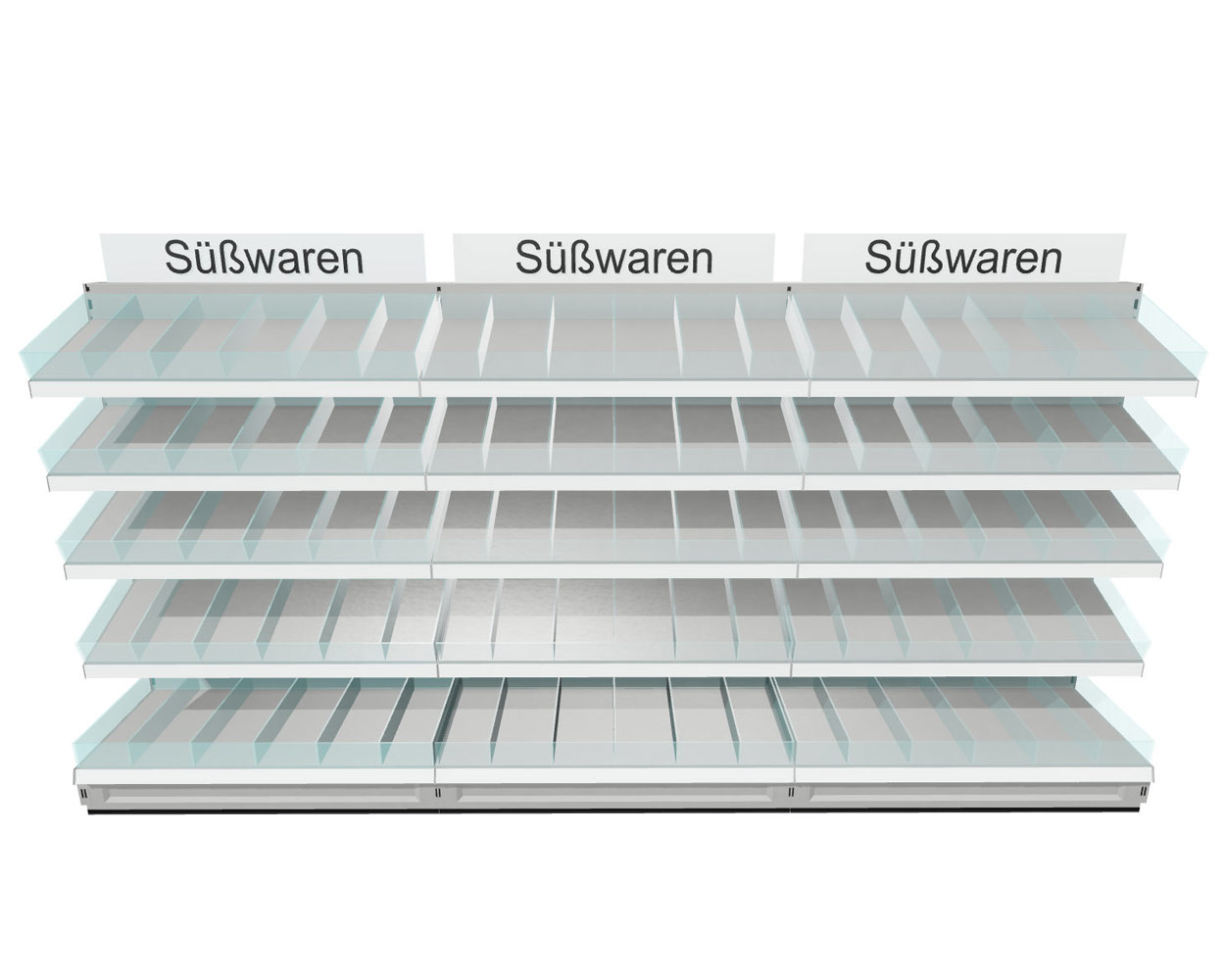 Tegometall Süßwaren-Gondelregal 3m, zweiseitig, Höhe 140 cm