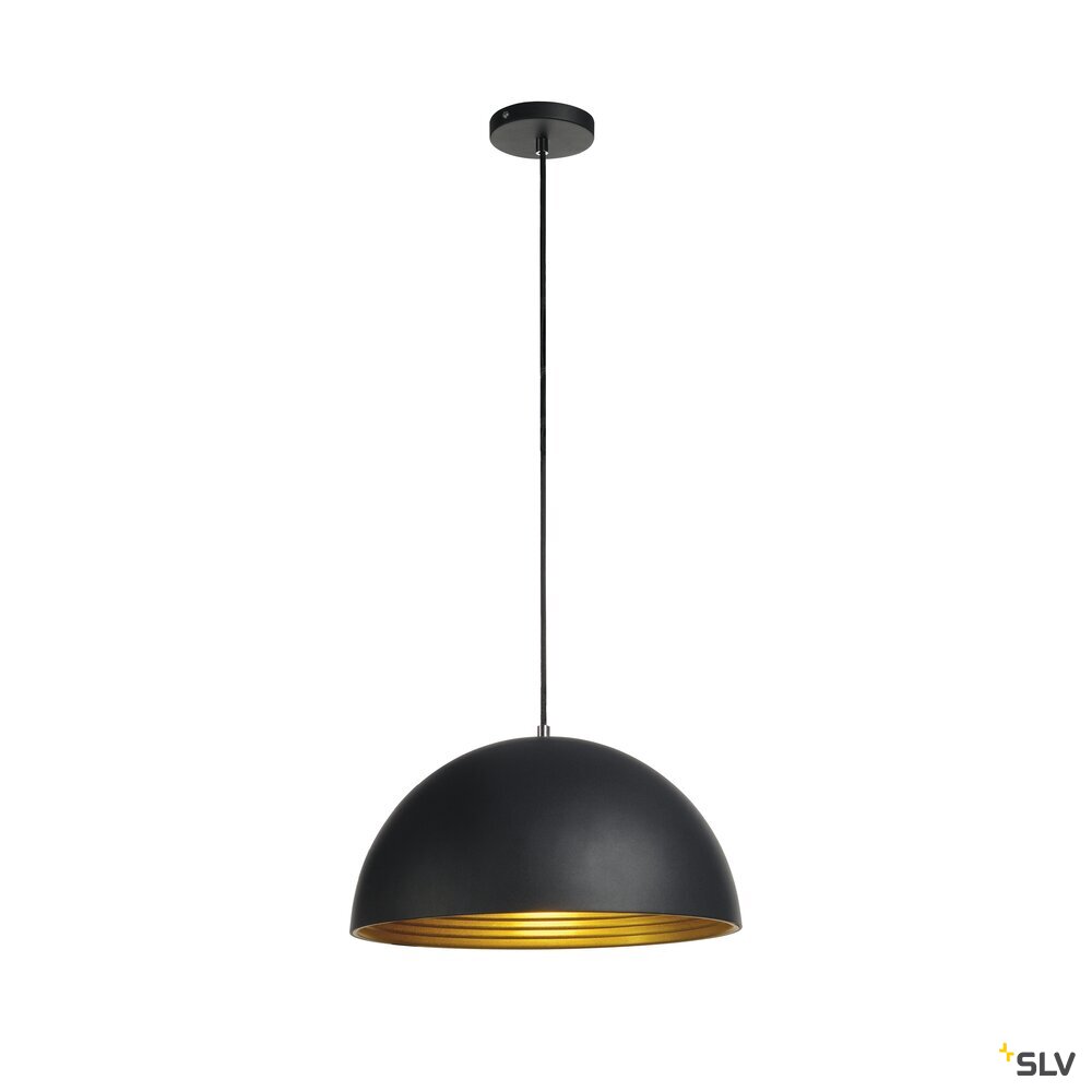 FORCHINI M 40, Pendelleuchte, TC-(D,H,T,Q)SE, rund, schwarz/gold, Ø 40cm, max. 40W