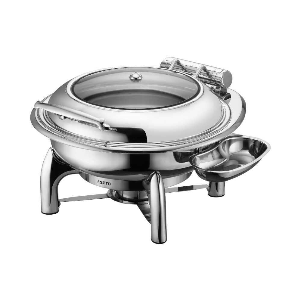 Saro Induktion Chafing Dish rund Ø 390 mm, selbstschließener Deckel, Edelstahl, 440 x 480 x 300 mm