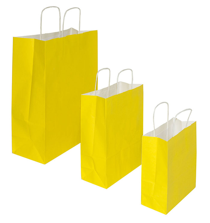 Papiertaschen Gelb - mit Kordelgriff
