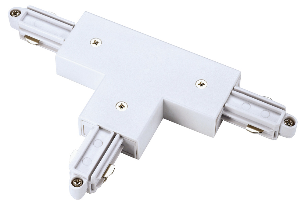 T-Verbinder für 1-Phasen-Hochvolt-Aufbauschienen, weiß, Erde links