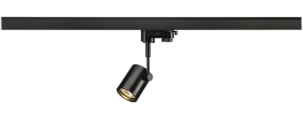 BIMA I Leuchtenkopf für 3-Phasen-Hochvolt-Schienensysteme, inkl. 3-Phasen-Adapter, schwarz, max. 50W