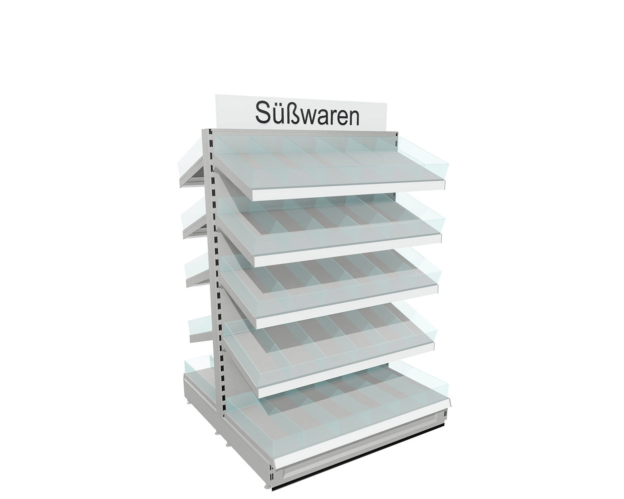 Tegometall Süßwaren-Gondelregal , zweiseitig, Höhe 140 cm