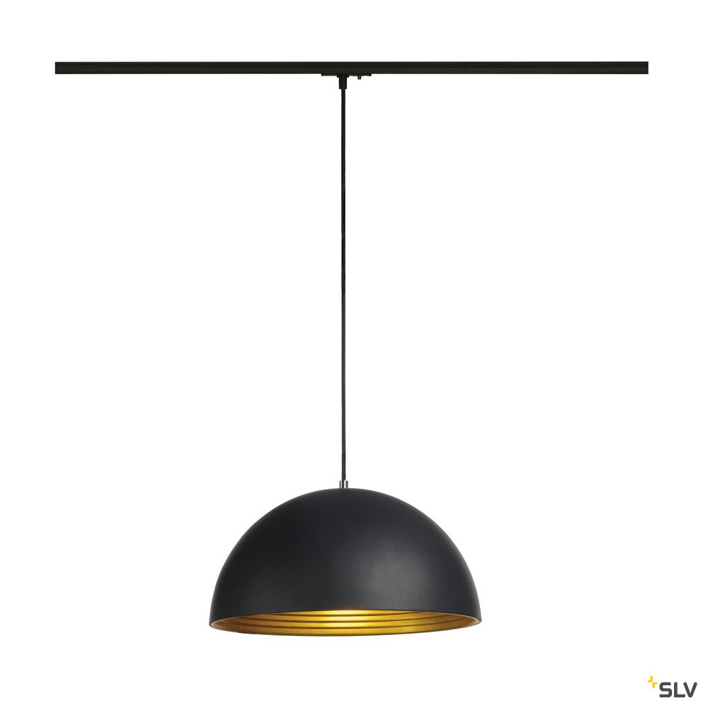 FORCHINI M 40 TRACK Pendelleuchte für 1-Phasen-Hochvolt-Stromschienen, rund, schwarz/gold, Ø 40 cm, inkl. 1-Phasen-Adapter schwarz