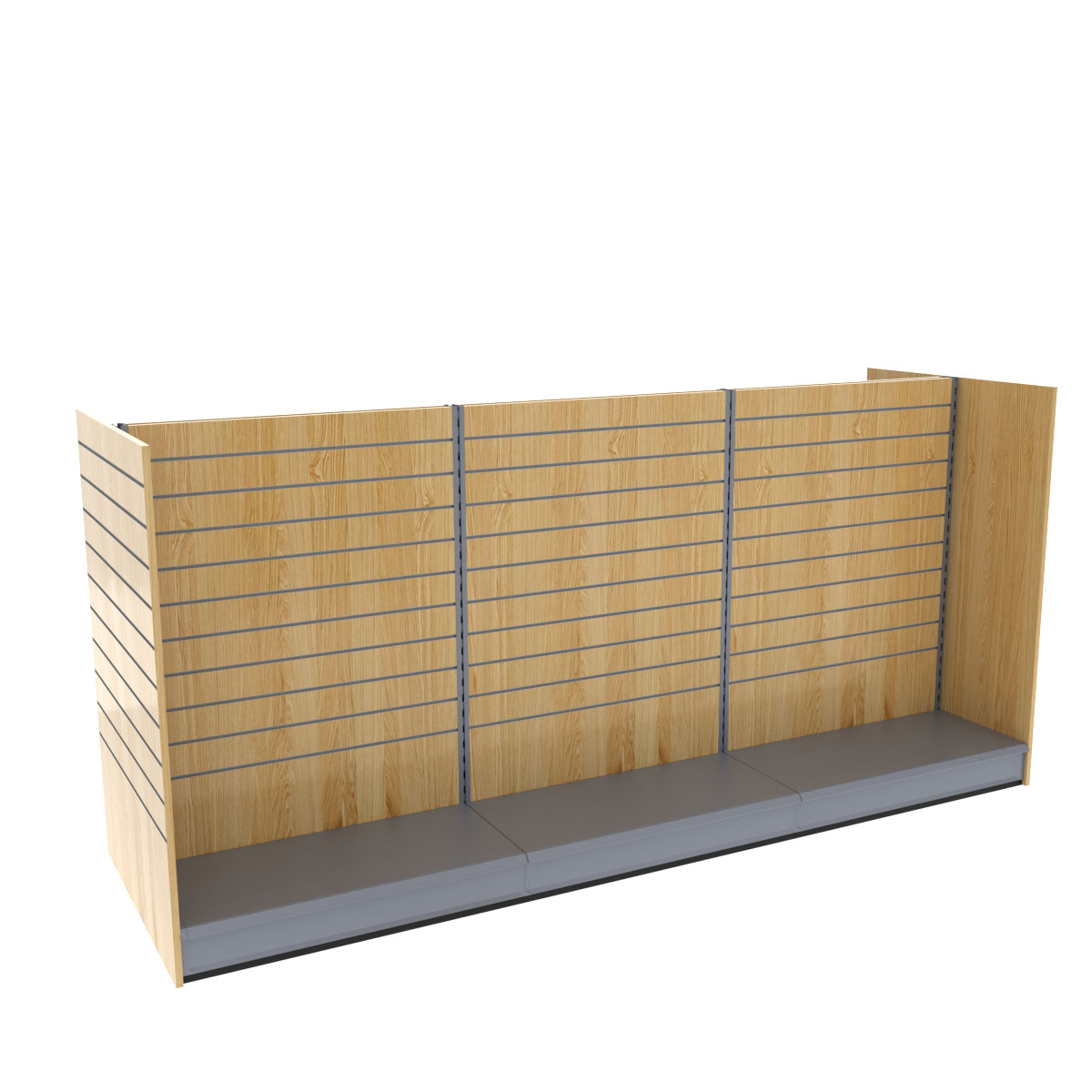 Mittelraumregal 3 m mit Stirnregal und Paneelwand, Höhe 140 cm