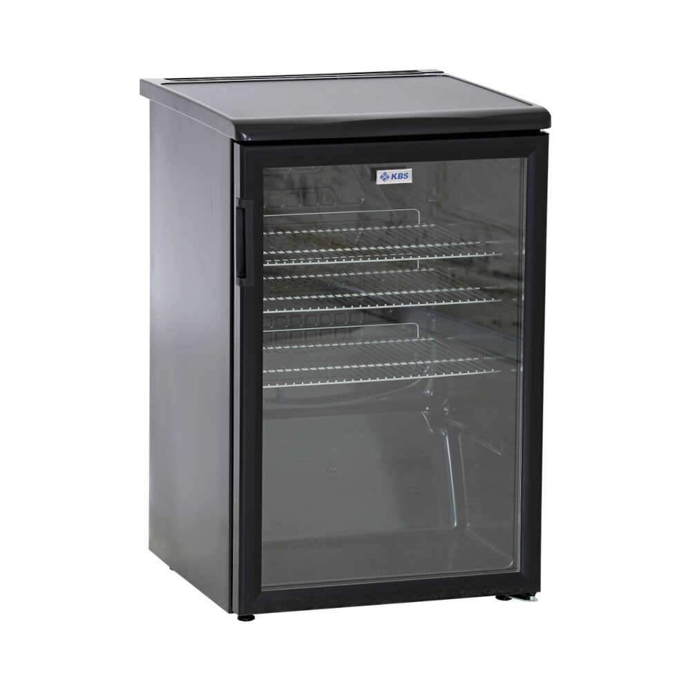 KBS Glastürkühlschrank K 140G schwarz, stille Kühlung, 130 Liter