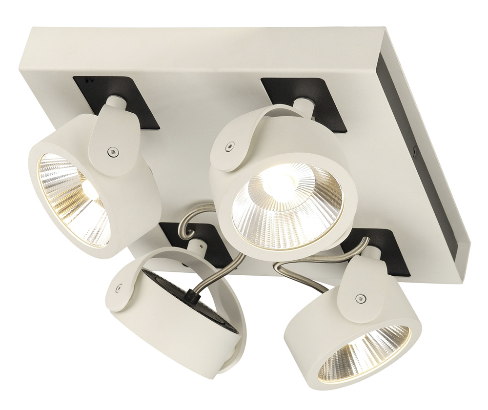 KALU LED 4 Wand- und Deckenleuchte, square, weiss/schwarz, 3000K, 60°