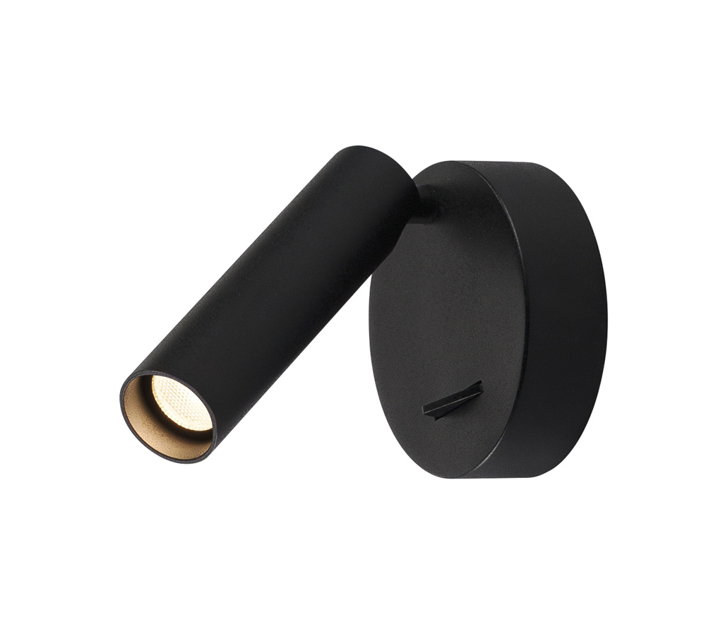 KARPO 30 Single Spot, Wand- u. Deckenleuchte, rund, schwarz, 7,5W LED, 3000K, mit Schalter