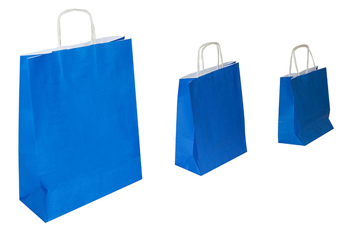 Papiertaschen Blau - mit Kordelgriff