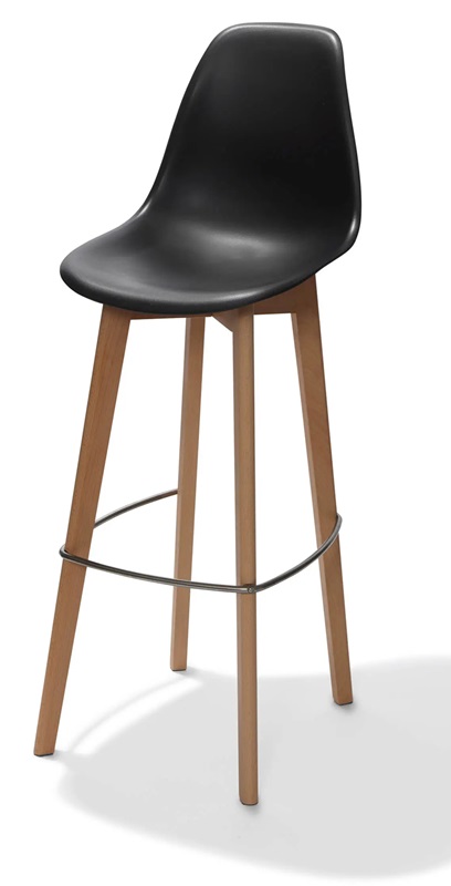 Barhocker Keeve mit hoher Lehne und hellem Holzgestell