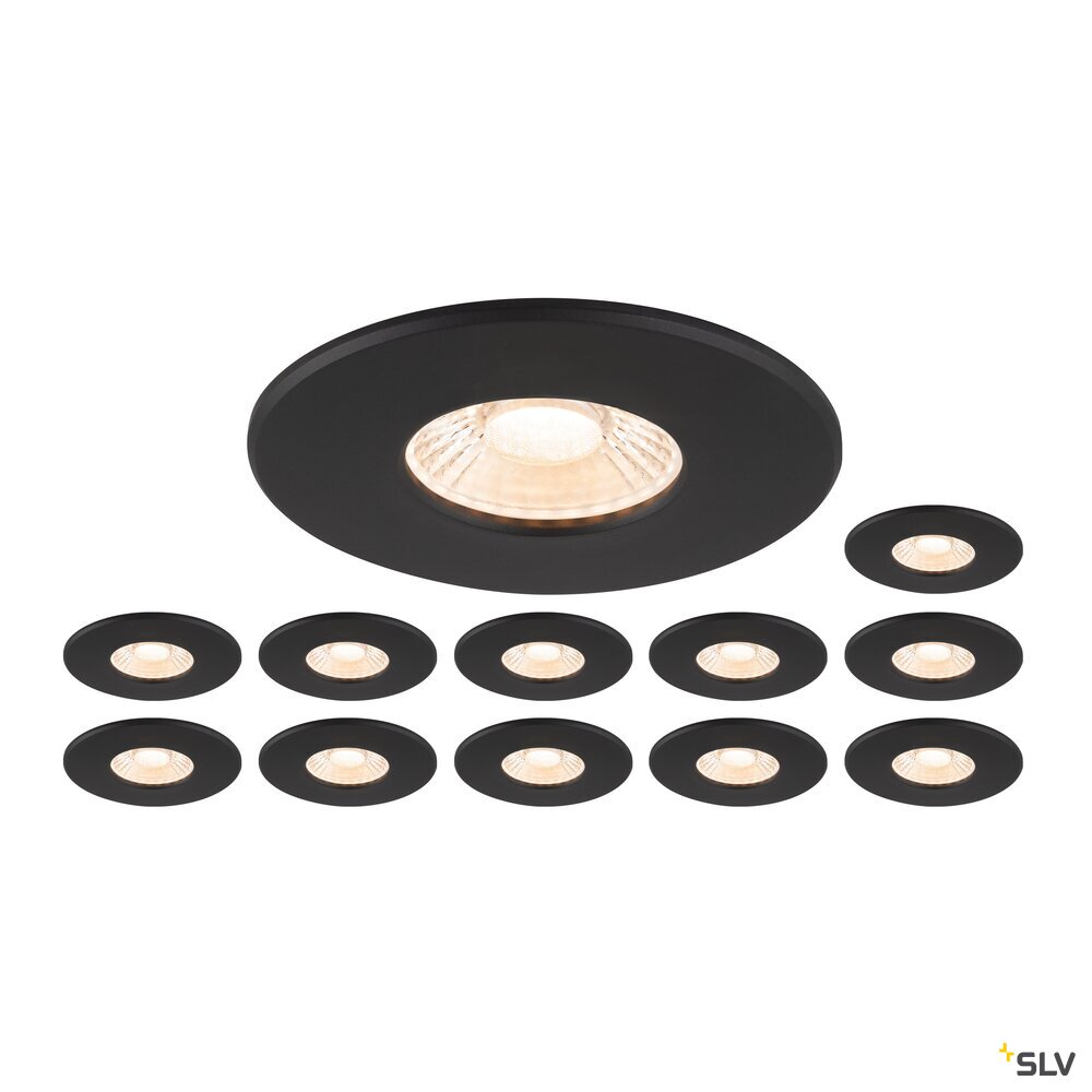 Set bestehend aus 12x 1007095 UNIVERSAL DOWNLIGHT PHASE IP65, 38° + UNIVERSAL DOWNLIGHT Abdeckung IP65, in weiß oder schwarz