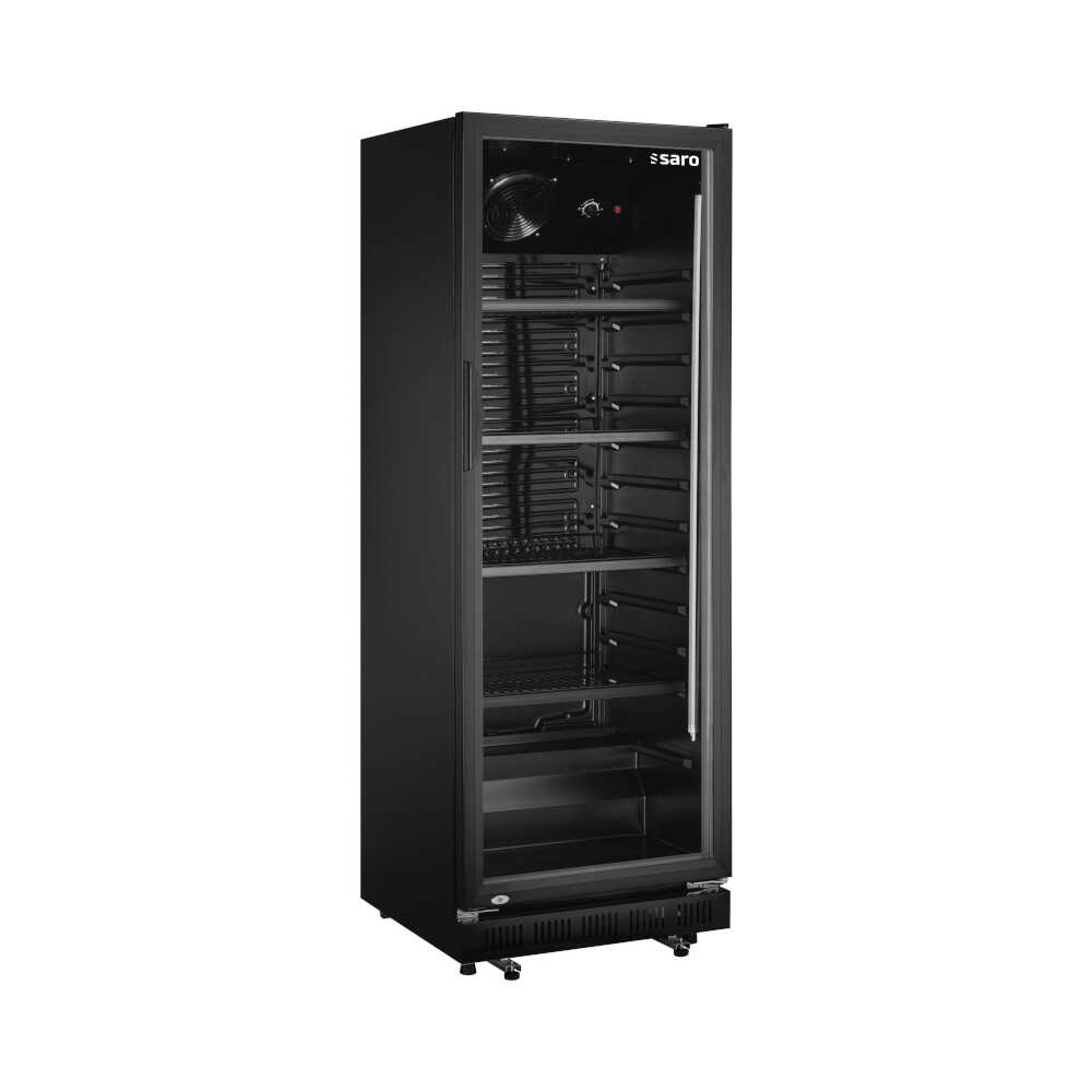 Saro Getränkekühlschrank mit Glastür GTK 360 schwarz, 360 Liter, 0/+10°C, 620 x 635 x 1732mm