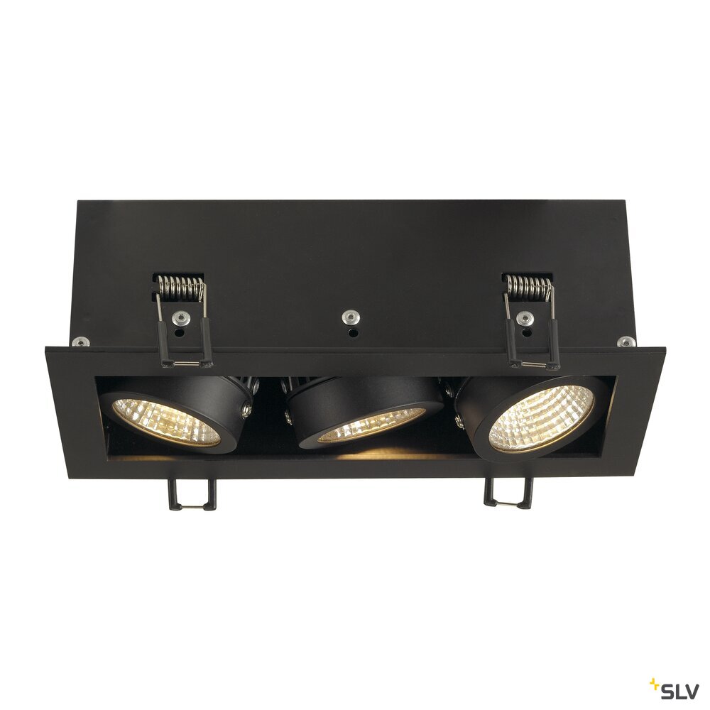 KADUX, Einbauleuchte, dreiflammig, LED, 3000K, rechteckig, schwarz matt, 38°, 22W, inkl. Treiber