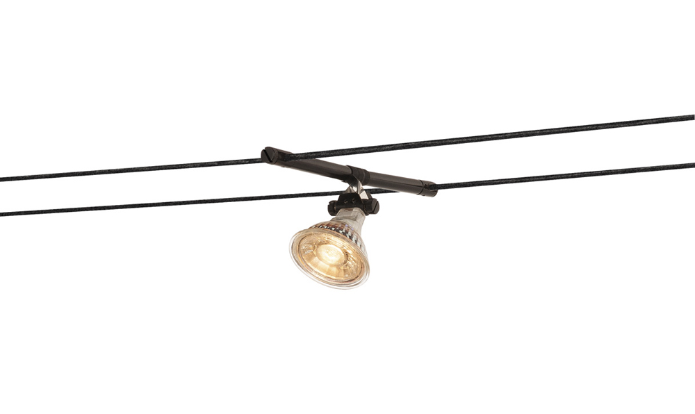 COSMIC, Lampenhalter für TENSEO Niedervolt-Seilsystem, QR-C51, schwarz, schwenkbar, 2 Stück