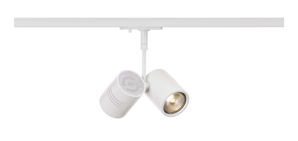 BIMA II Leuchtenkopf für 1-Phasen-Hochvolt-Stromschienen, mattweiß, 2x GU10, max. 50W, inkl. 1-Phasen-Adapter