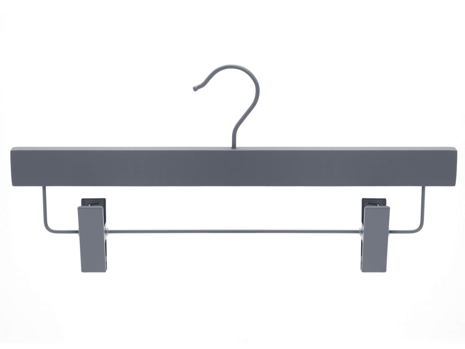 Klammerbügel Holz grau, Soft-Touch, Haken grau, 36 cm 