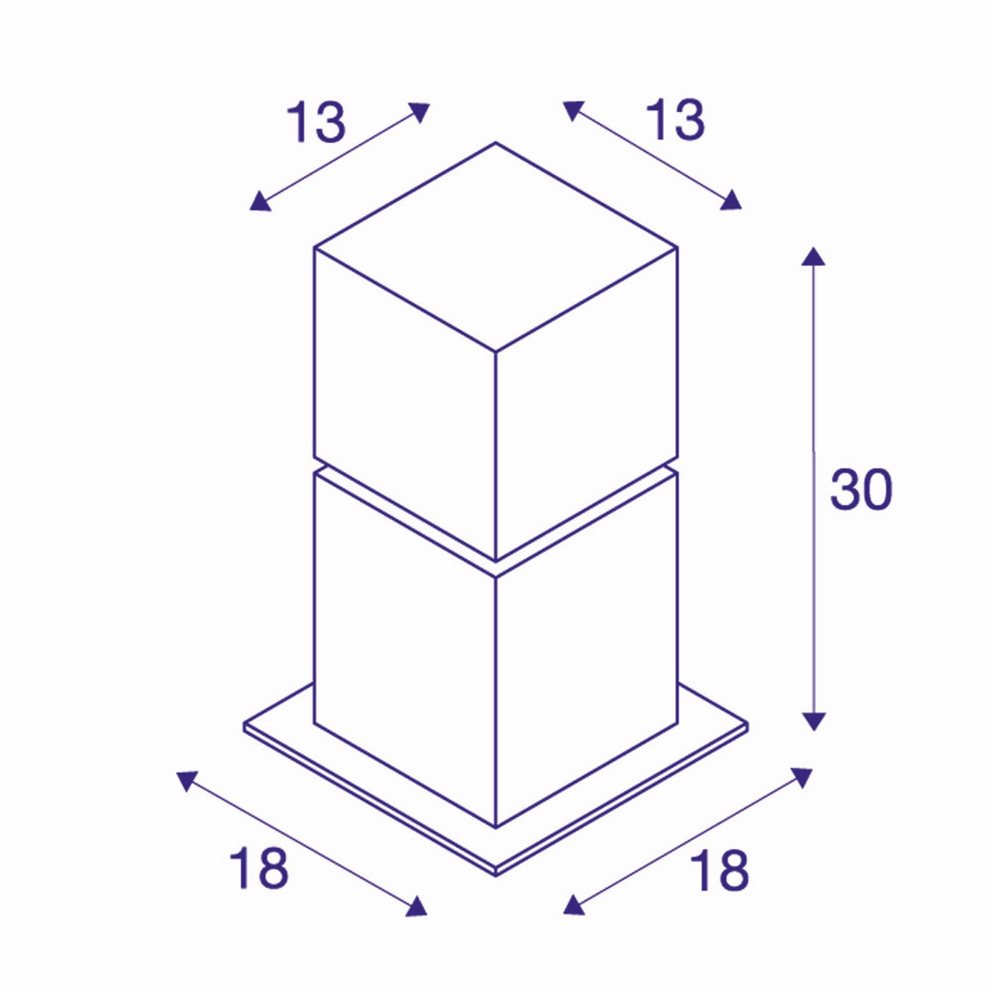 SQUARE POLE 30, E27, Outdoor Stehleuchte, Edelstahl 304, max. 20W, IP44