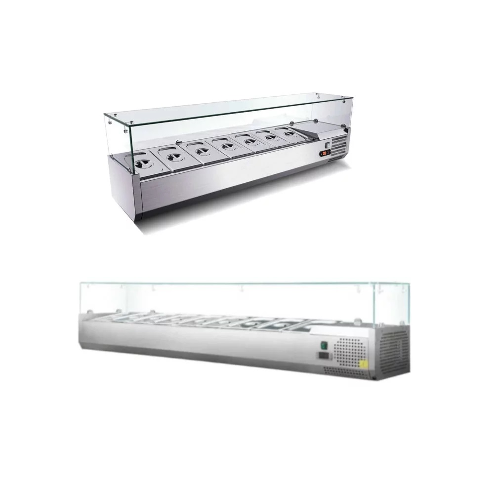Kühlaufsatzvitrinen ECO mit Glasaufbau 1200-2000 mm, +2°C/+10°C, 1/3 oder 1/4 Bestückung