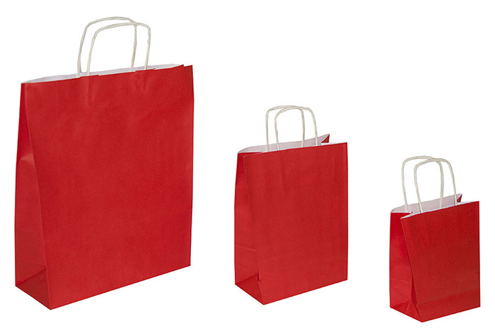 Papiertaschen Rot - mit Kordelgriff
