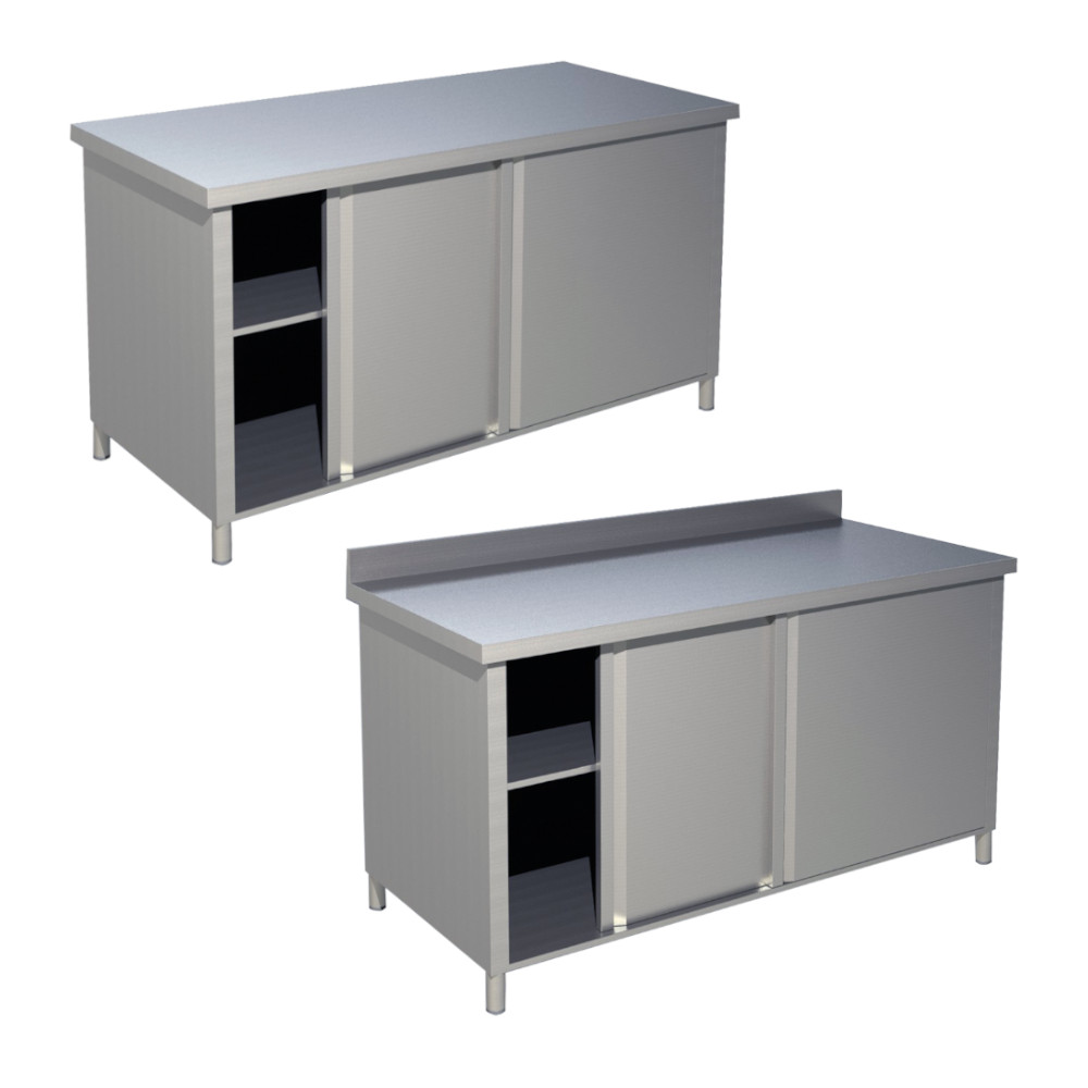 KBS Edelstahl Arbeitsschrank PRO, ohne / mit Aufkantung, 600 mm Bautiefe