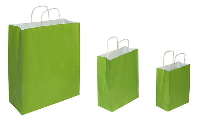 Papiertaschen Grün - Kordelgriff