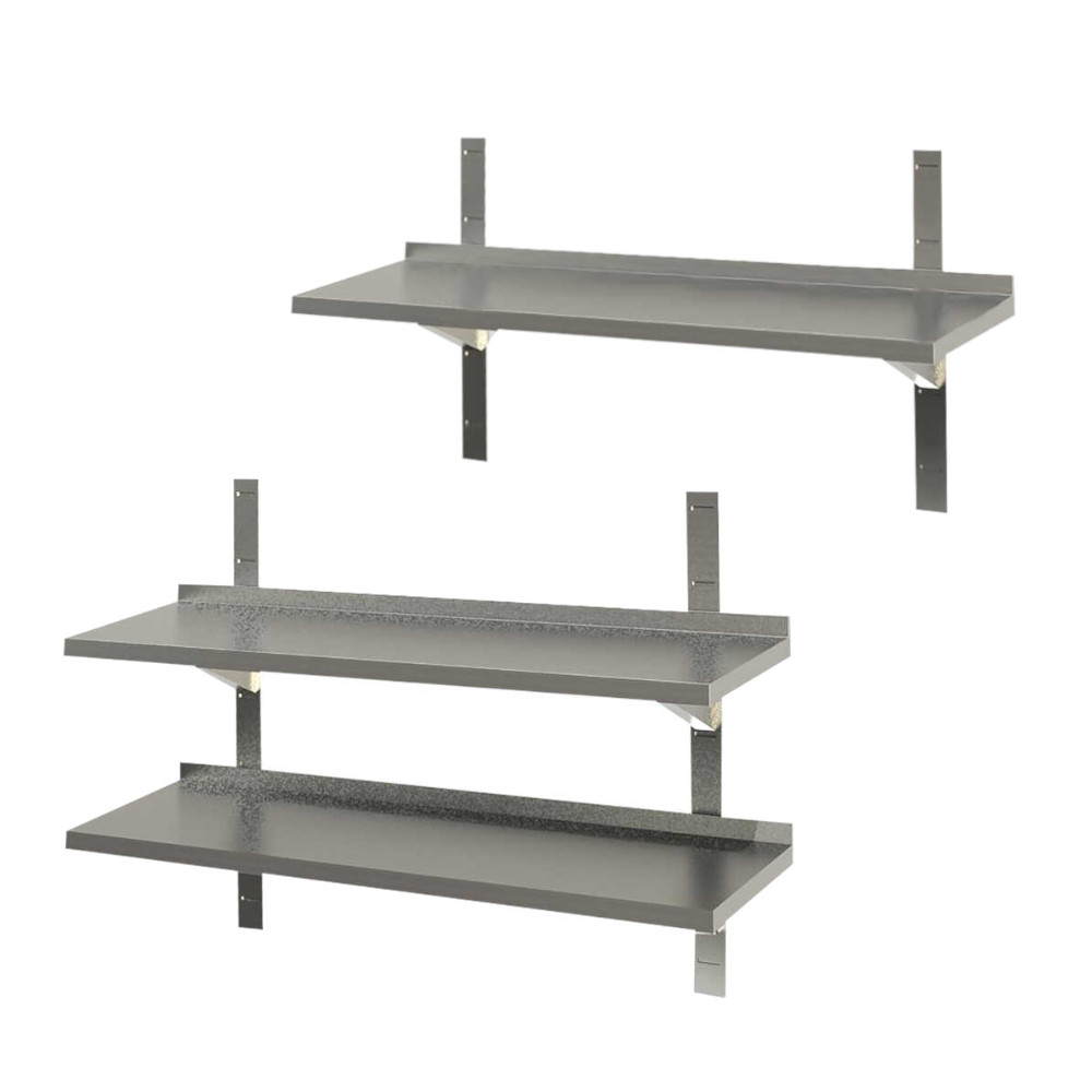 KBS Edelstahl Wandbord Pro, mit 1 oder 2 Regalböden, 300 mm Bautiefe