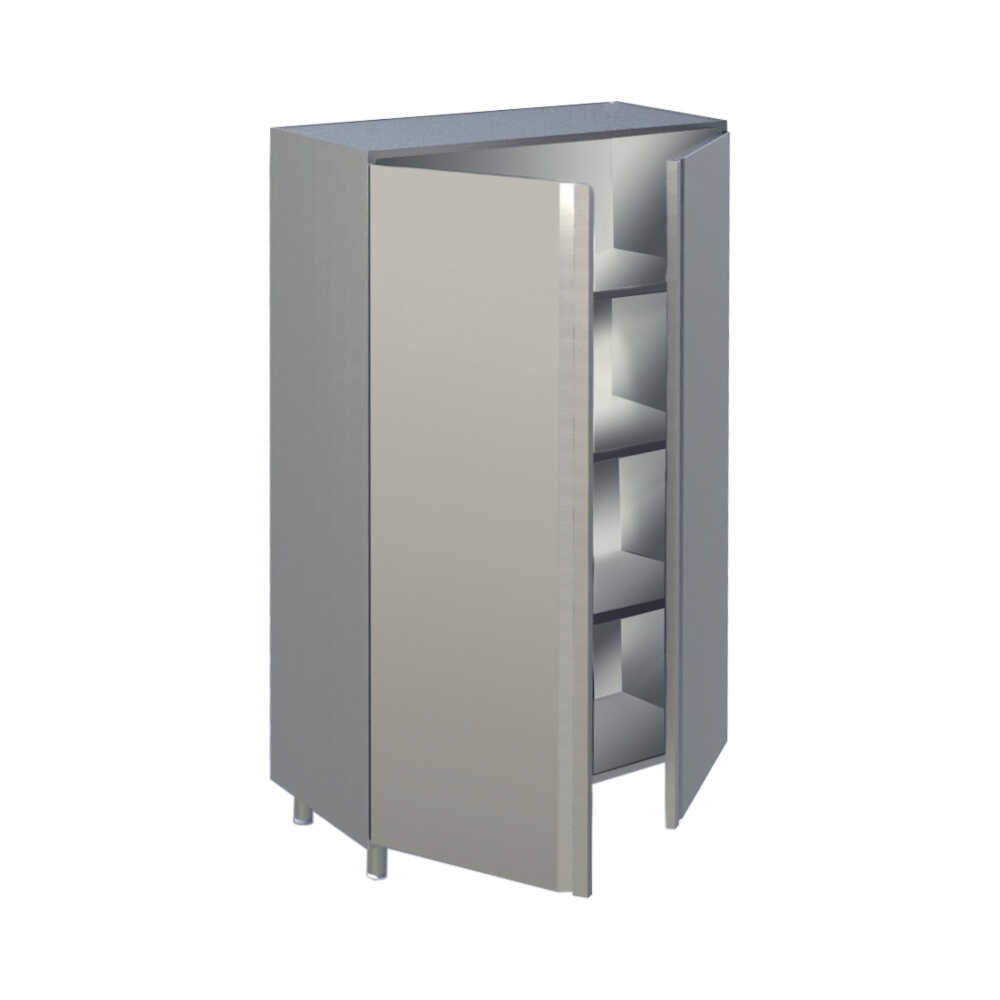 KBS Edelstahl Geschirrschrank PRO, mit Flügeltüren, 1200 x 700 x 2000 mm