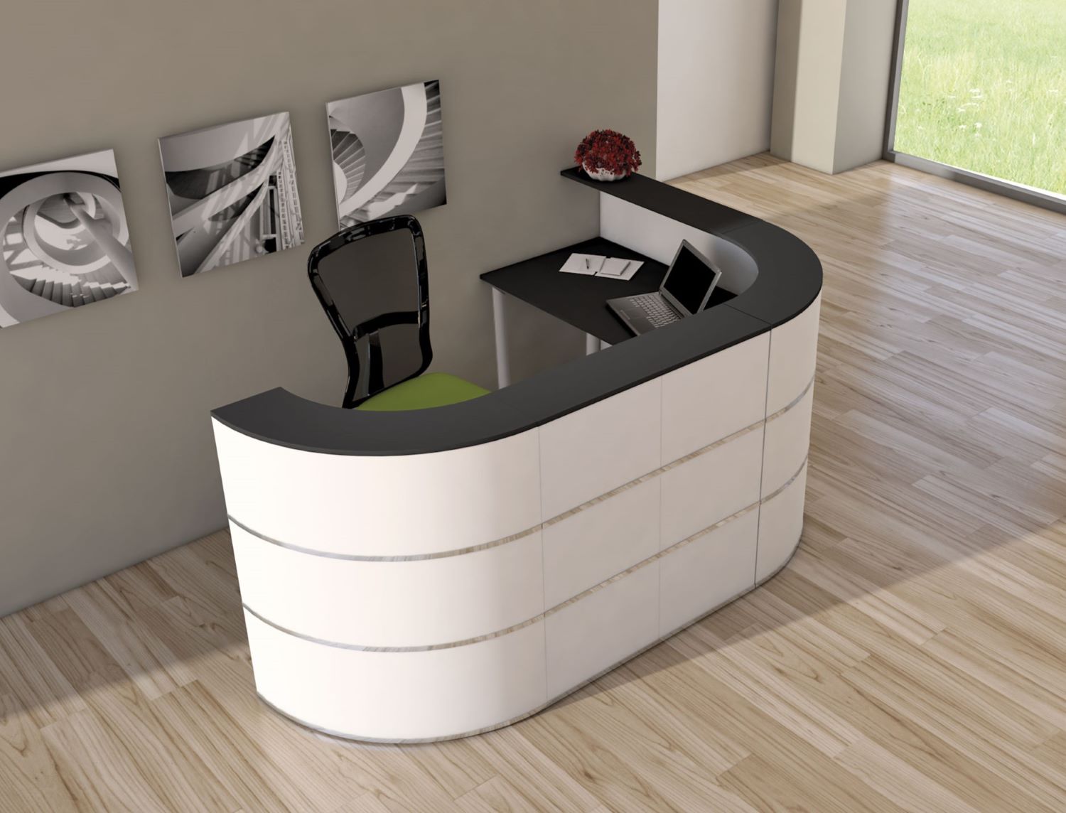 Design Empfangstheke Cento 6, Breite 260 x 180 cm