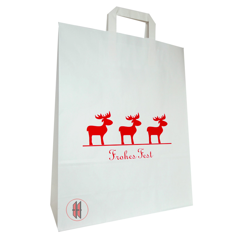 Papiertragetasche Weihnachten - Rote Elche-Frohes Fest
