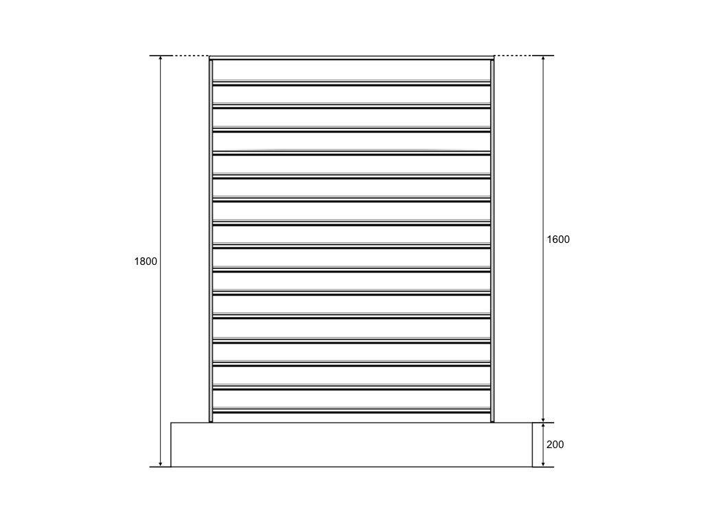 Mittelraumpräsenter 4-Eck Turm breit, Höhe 180cm