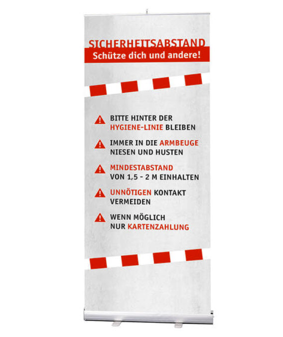 Roll-up inkl. Banner Sicherheitsabstand, Höhe 2m