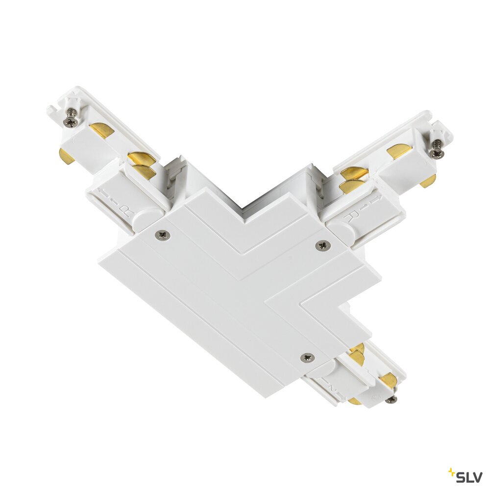 S-TRACK T-Verbinder für 3-Phasen-Hochvolt-Einbauschienen, DALI, Erde außen rechts, weiß und schwarz
