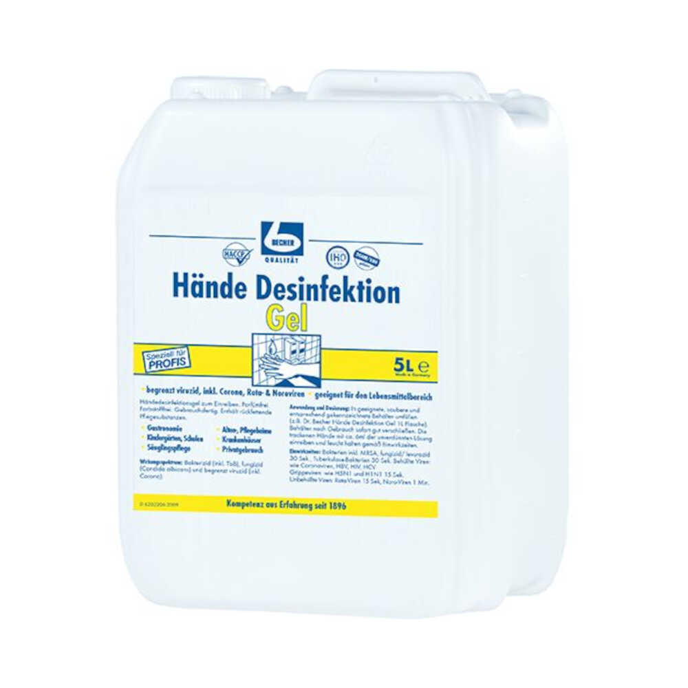 "Dr. Becher" Hände Desinfektion 5 l Gel, 1 VPE= 1 Stück (1x 1)