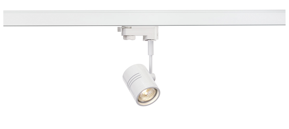 BIMA I Leuchtenkopf für 3-Phasen-Hochvolt-Schienensysteme, inkl. 3-Phasen-Adapter, mattweiß, max. 50W
