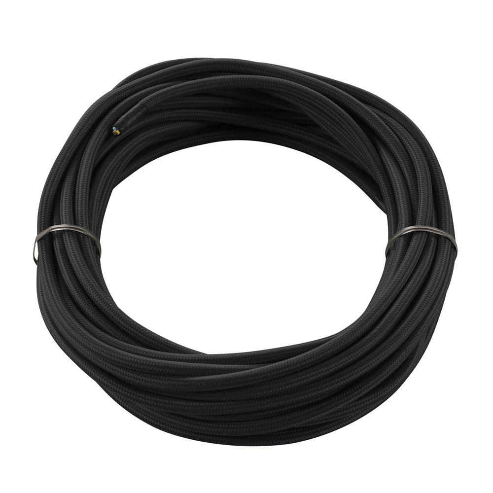 Textilkabel, 3-polig, 10m, schwarz
