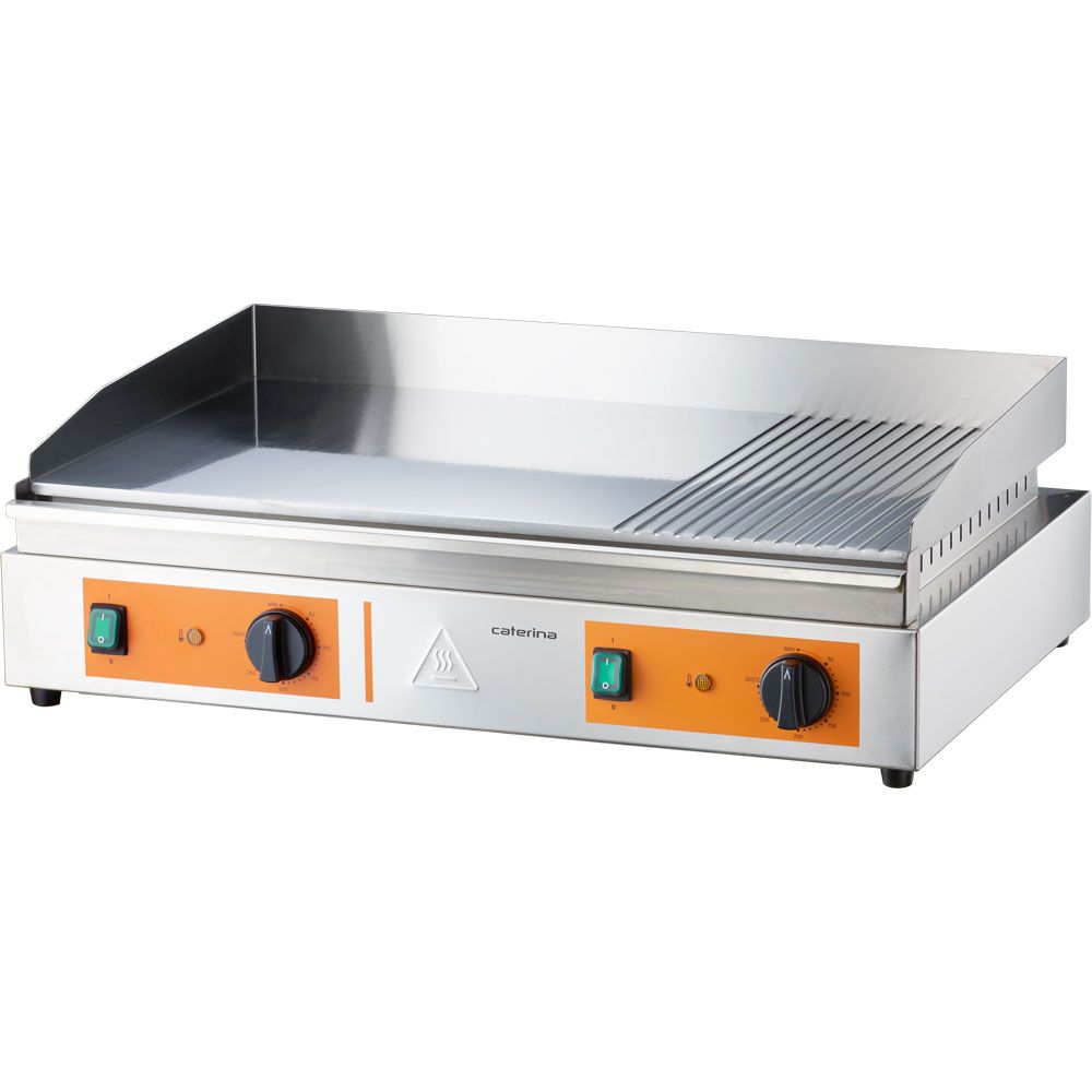 CATERINA Grillplatte mit 2 Heizzonen, 2/3 glatt, 1/3 gerillt, 3,5kW, 720x460x240mm