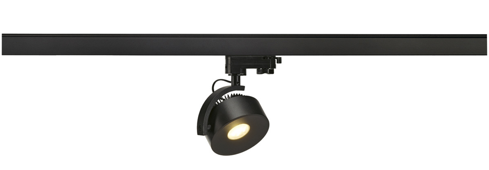 KALU TRACK LEDDISK Leuchtenkopf für 3-Phasen-Hochvolt-Schienensysteme, inkl. 3-Phasen-Adapter, schwarz, 3000K