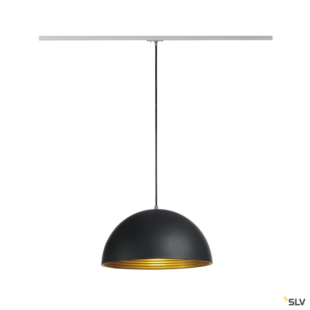 FORCHINI M 40 TRACK Pendelleuchte für 1-Phasen-Hochvolt-Stromschienen, rund, schwarz/gold, Ø 40 cm, inkl. 1-Phasen-Adapter silbergrau