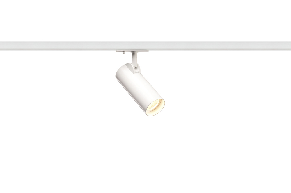 HELIA 50 LED Strahler für 1-Phasen-Hochvolt-Stromschienen, 3000K, weiß, 35°, inkl. 1-Phasen-Adapter