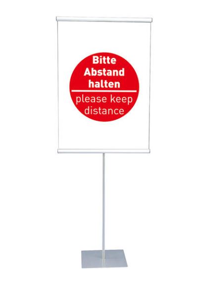 Display mit Plakat - Bitte Abstand halten