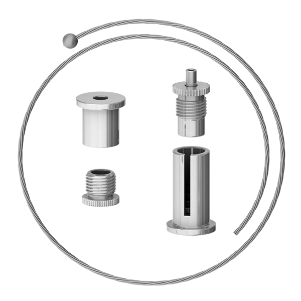 Universal-Seilabhängung, Drahtseil, 1,8 mm, vernickelt
